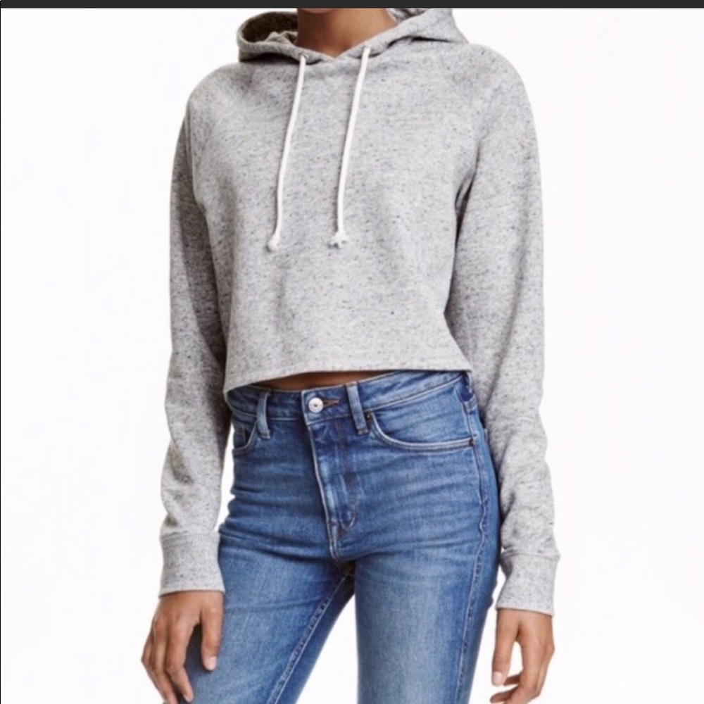 H&M Divided Crop Hoodie Heather Blue XS